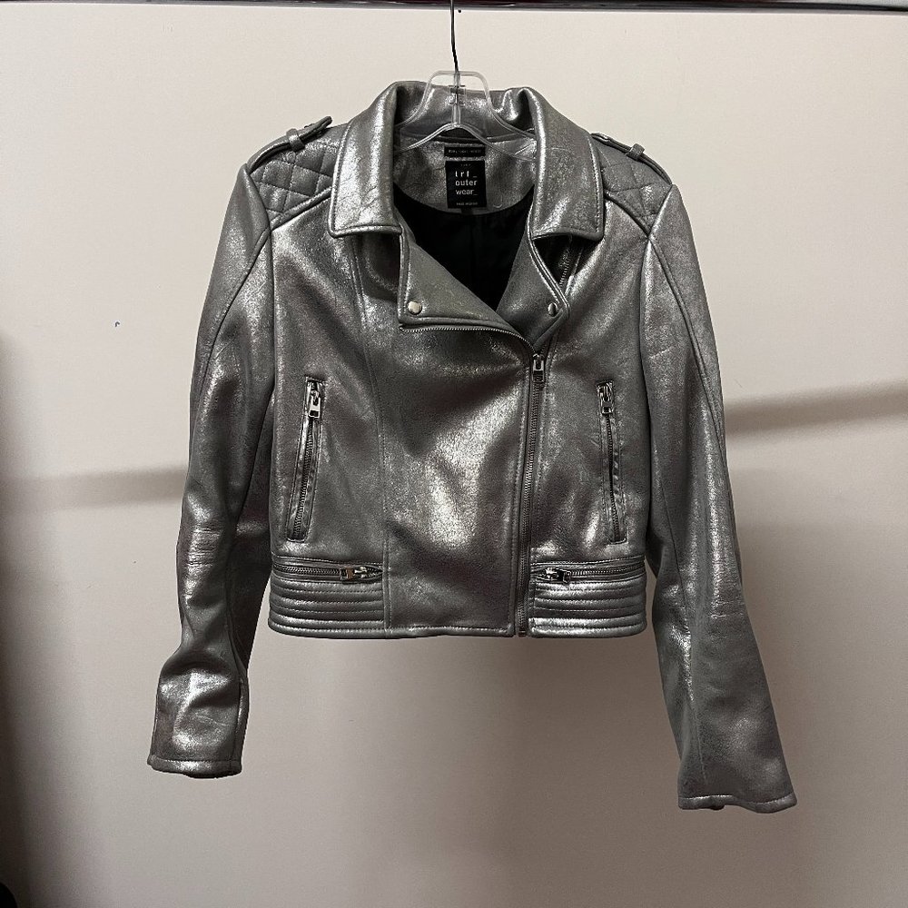 Zara Silver Polyester Jacket L